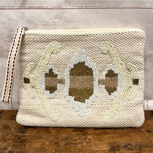 America & Beyond beaded cloth clutch